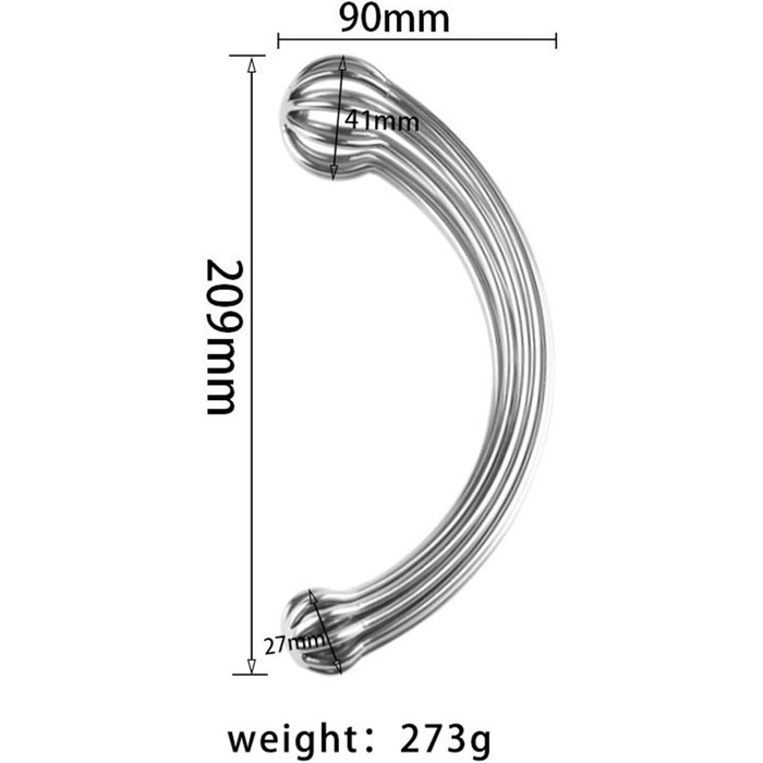 Анальний стимулятор з подвійним наконеччям для чоловіків та жінок, металевий, L, срібний