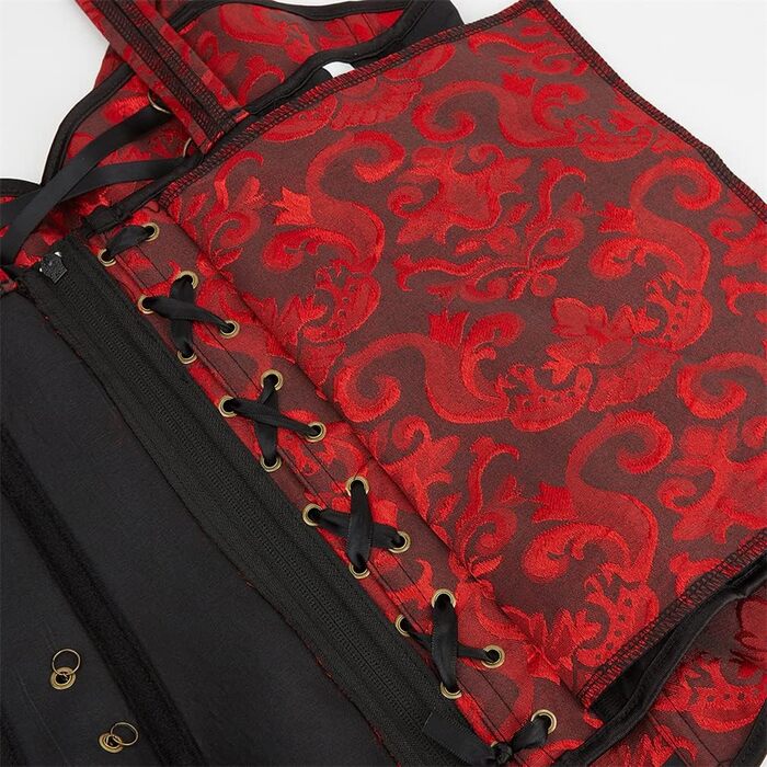 Жіночий топ-корсет Grebrafan у готичному стилі з бретелями, чорний та червоний, розмір 38-40