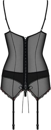 Сексуальний жіночий комплект білизни Selente Love & Fun: корсет, танга та шовкова маска для очей, чорно-бордовий, S-M, Made in EU