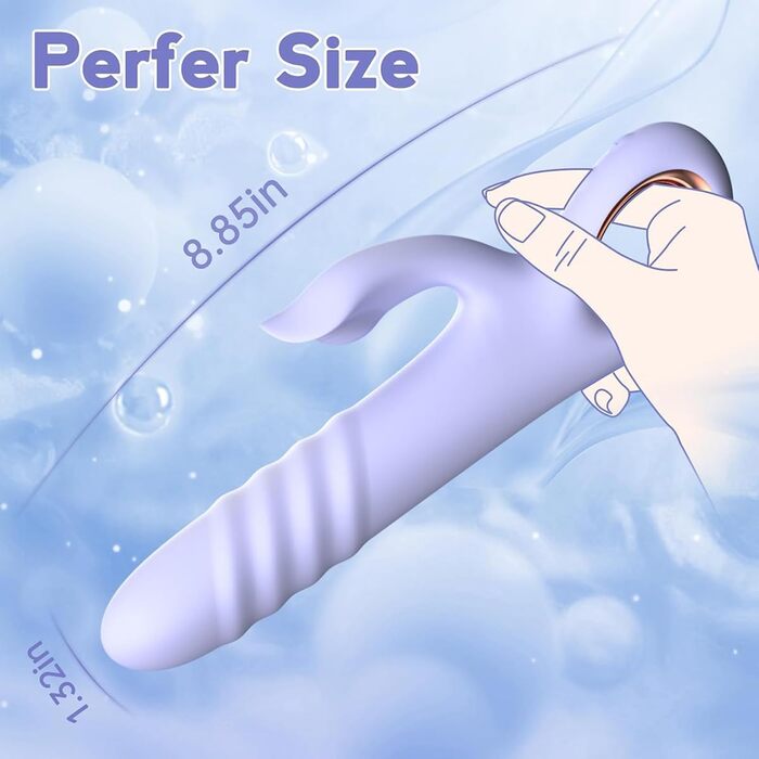 Вібратор JFRong 2-в-1: зайчик + ануса. Силіконовий вібратор з 10 режимами та функцією удару. Стимулятор G-точки та клітора для жінок (Рожевий/Блакитний)