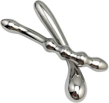 Анальний плаг з нержавіючої сталі, подвійний, для стимуляції G-точки та простати