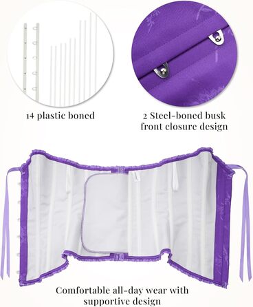 Корсет-топ SZIVYSHI Daen Vollbrust: готичний корсет, бюстгальтер-корсе, вінтажний корсаж (L, ультрафіолетовий)