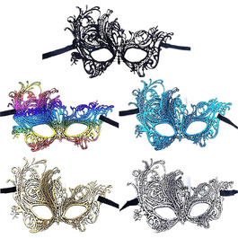 Маска для обличчя WAJJWI 5 шт. - маскарадна маска для жінок, вечірка, косплей, Новий рік, святкова маска для костюма, мереживна маска для клубу