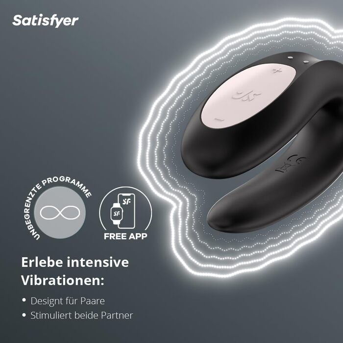Satisfyer Double Joy Connect App - парний вібратор для пар | Керування через додаток | Чорний | 9 см