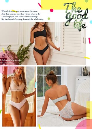 Набір трусиків FINETOO Seamess Sips: 6 шт. мереживні трусики, трусики-хіпстері, V-подібний вигин, S-X (C-6er, XL)