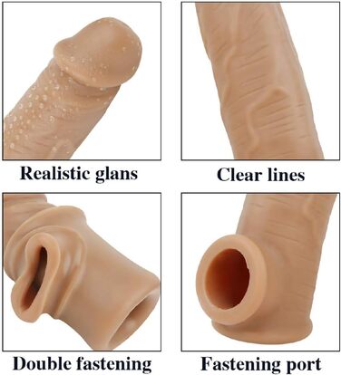 Реалістична пеніс-манжета з силікону для збільшення та покращення ерекції, XXL