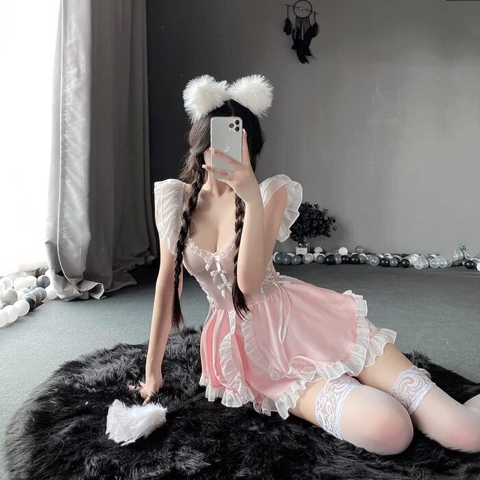 Костюм для косплею SNOMYRS: Французька служниця, сексуальний набір нижньої білизни, костюм для Хелловіну, babydoll