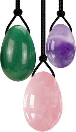 Набір яєць для вагінального тонісу: рожевий кварц, нефрит, аметист, кристали, масаж, Kegel, розмір M, 1 шт.