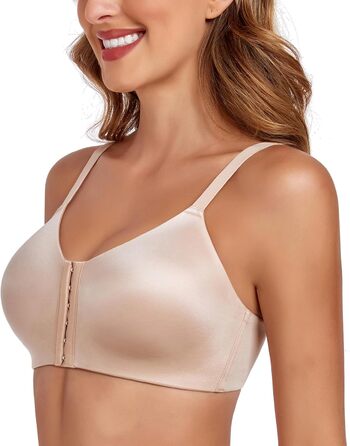 Леморосі: Безшовний бюстгальтер без кісточок, мультивей, на спину, з передньою застібкою, великі розміри, сильний утримання, повна чашка, комфортний, класичний бралетт для повсякденного носіння, 95E, бежевий