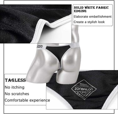 Танга чоловічі BIATWOWR з м'якої та зручної тканини, танга для чоловіків (Чорно-синій, XL)