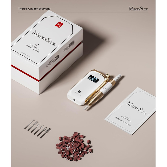 Професійний бездротовий апарат для манікюру MelodySusie MB450C, 40 000 об/хв, безщітковий мотор, LCD-дисплей, для нарощування та зняття гелю (Білий)