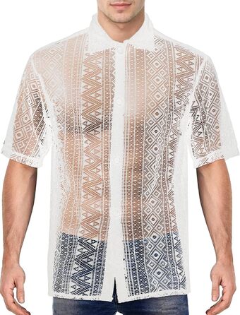 Прозора чоловіча сорочка-сітка, майка-сітка, топ-сітка для чоловіків, сексуальна білизна, повсякденний одяг, розміри S-4X (білий, XXL)