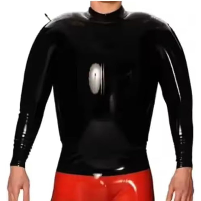 Латексний catsuit GAYLOP чорний, сексуальний, надувний, з довгими рукавами та блискавкою ззаду, розмір L