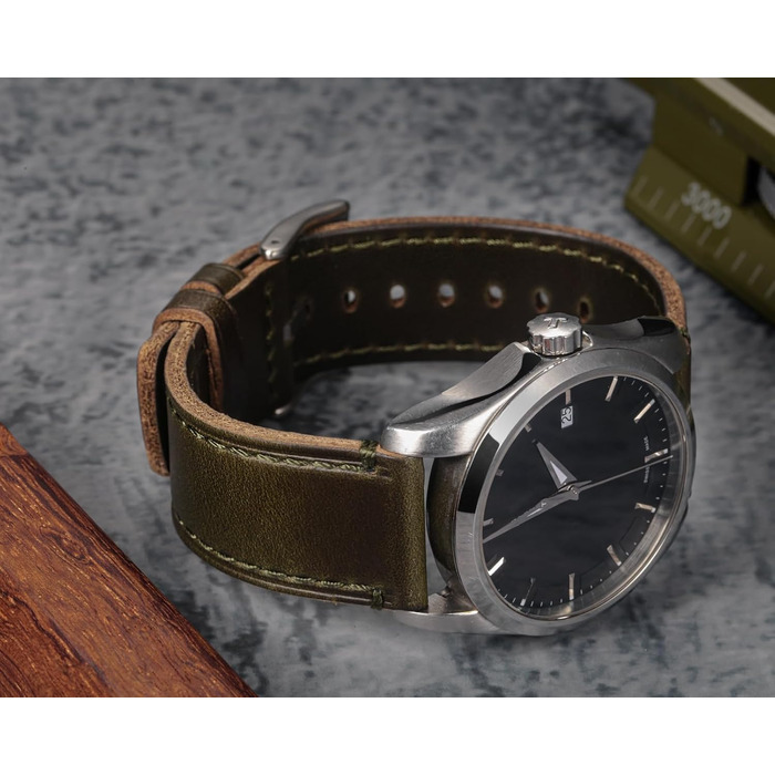 Вінтажний шкіряний ремінець для годинника Horween зі швидким випусканням, 24мм, зелений