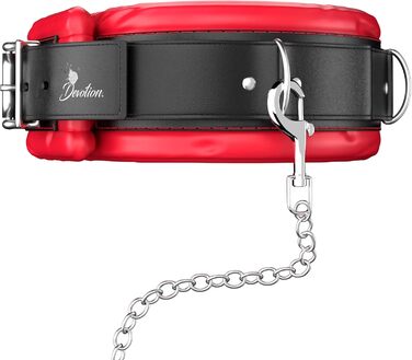 Підвіска DEVOTION з ланцюгом зі сталі, карабін, м'яка підкладка, не залишає слідів, з замком, червоно-чорна