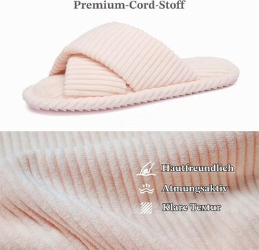 Жіночі домашні капці GOEWY з ефектом пам'яті (Memory Foam), текстильні тапочки з відкритим носком та бантом, протиковзальна підошва, рожеві, розмір 36/37 EU