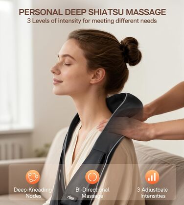 Масажер для шиї та плечей Shiatsu з інфрачервоним підігрівом, електричний масажер для спини з адаптерами для дому та авто