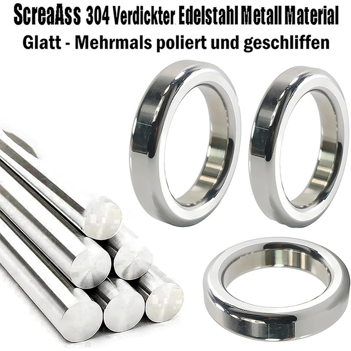 Набір з 3 шт. металевих обручів для яєчок (5 розмірів) – металеві обручі для пеніса, розтягувачі яєчок, обважнювачі мошонки, бондж, секс-іграшки для чоловіків, срібло