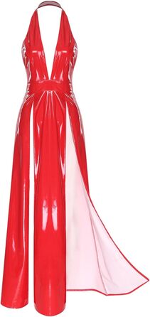Сукня TiaoBug Daen з ефектом мокрого блиску, без бретелек, з відкритим спиною, червона (3XL)