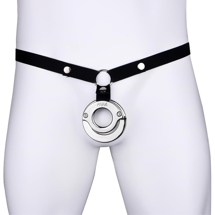 Чоловічий пояс для контролю (кайдани) з нержавіючої сталі - металевий когтей для статевого члена з регульованим замком - набір для кайданів BDSM з кільцями для статевого члена, для чоловіків (L 43 мм)