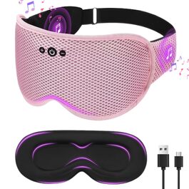 Bluetooth маска для сну flintronic з навушниками V5.4, бездротові стереонавушники для сну, подорожей, йоги та медитації, блідо-рожево-сіра