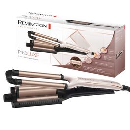 Мультистайлер 4-в-1 Remington ProLuxe CI91AW для завивки та гофре: плойка для пляжних та природних хвиль, цифровий дисплей, регулювання температури до 210°C, колір Біла троянда