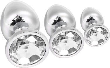 Набір аналплагів Klein Medium Groß з металу з кристалами та діамантами (білий)