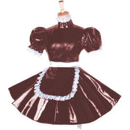 Закривається сукня з ПВХ, короткі рукава-ліхтарик, для перевдягання, великі розміри, сукня Сіві, винний, XXXL