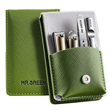 Набір для догляду за нігтями MR.GREEN (4 предмети): професійні кусачки для нігтів, пилка та пінцет із німецької нержавіючої сталі в шкіряному чохлі, унісекс