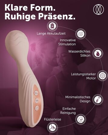 Vibrator Intima Soie для жінок – стимулятор клітора, масажний стержень. 8 інтенсивностей, 20 режимів, водонепроникний, пастельно-рожевий.