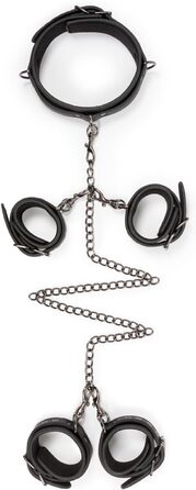 Набір наручників та пов'язки на шию з шкіри, регульовані, для бондейжу, фетиш, SM, подарунок Easytoys