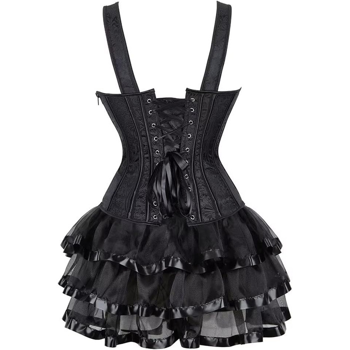 Сукня-корсет, чорна, з шнуруванням, для повних грудей, Burlesque, XXS