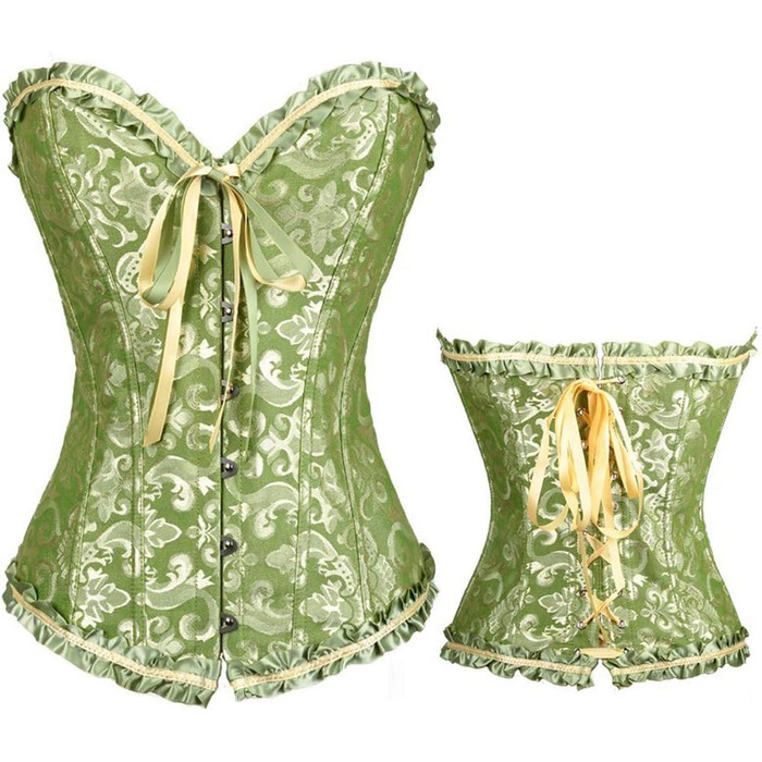Корсет сексуальний жіночий, корсаж вінтажний готичний, бюстгальтер у стилі стимпанк, корсет-топ для жінок з великою грудьми, корсаж-шнурівка, талія, спідня білизна, корсет поверх грудей, корсет вампір (XXL, зелений)