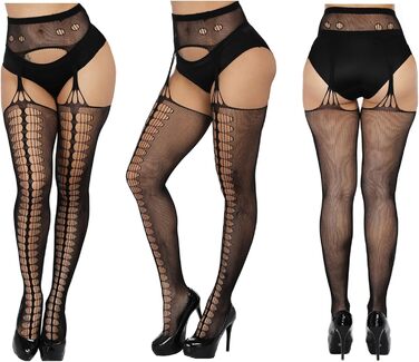 DRESHOW 6 пар мереживних шкарпеток-сіток з високою талією для жінок, комплект