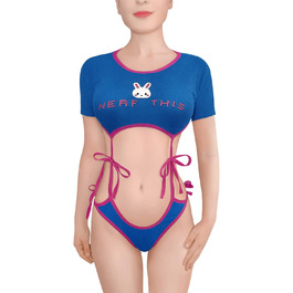 Комплект жіночої піжами з бавовни LittleForBig: бра-топ та трусики з мереживом, спортивний стиль, блакитний, 3XL