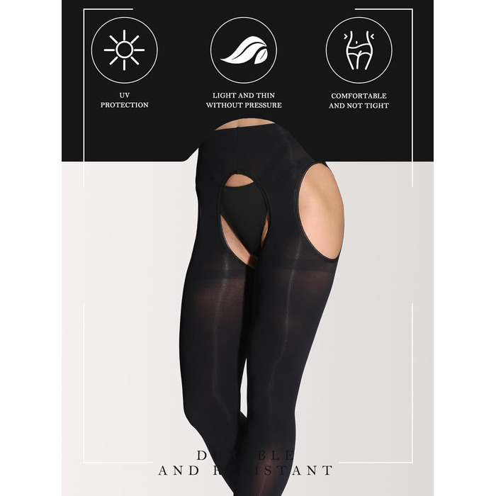 СUREPOCH Штрих-панчіх для жінок великих розмірів, відкритий крок (3XL-4XL, Равенчорний)