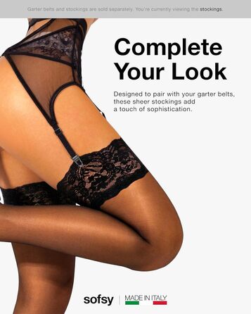 Чорні мереживні стрінг-тримачі для панчіх Softy (M-L)