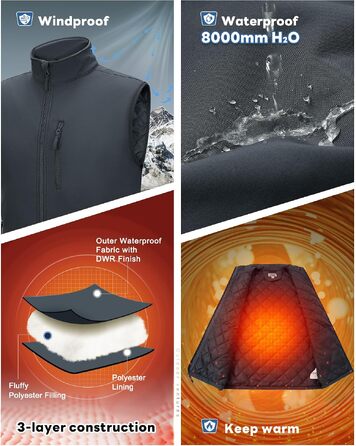 Чоловічий жилет Outdoor Ventures Softshell з утеплювачем: водовідштовхуючий, вітрозахисний та дихаючий жилет для велоспорту, бігу та походів (Темно-сірий, 3XL)