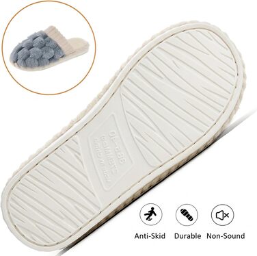 Жіночі зимові домашні капці з ефектом пам'яті (Memory Foam), теплі та м'які, перламутрово-сірі, розмір 40.5/42 EU