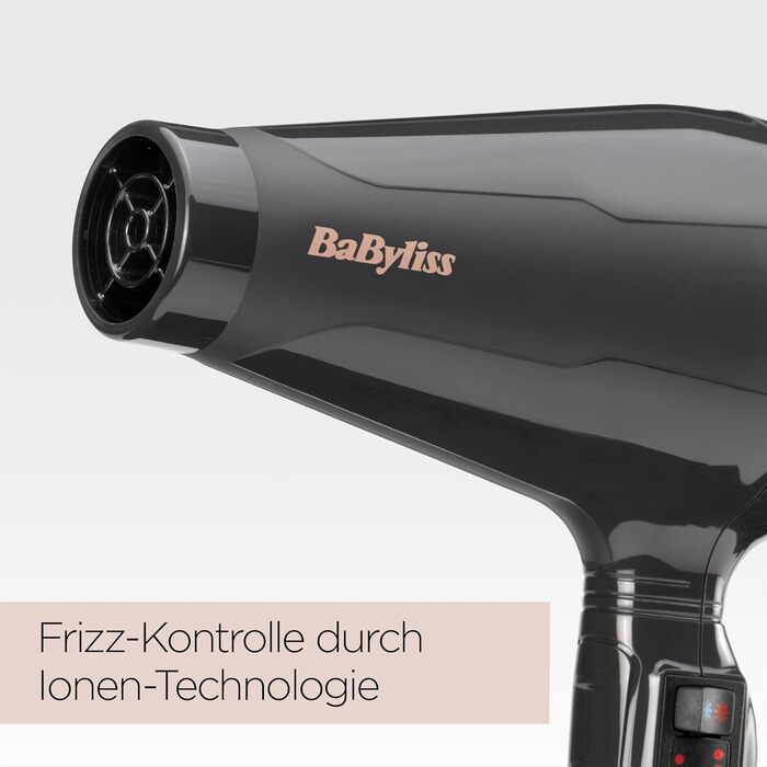 Професійний фен для волосся BaByliss Italian Air Pro 6719DE з дифузором, 2200 Вт, іонізація Anti-Frizz, 2 режими температури та швидкості, чорний