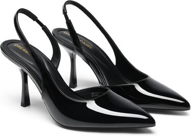 Жіночі туфлі-човники Slingback DREAM PAIRS з відкритим задником, чорні, лаковані, розмір 39 EU