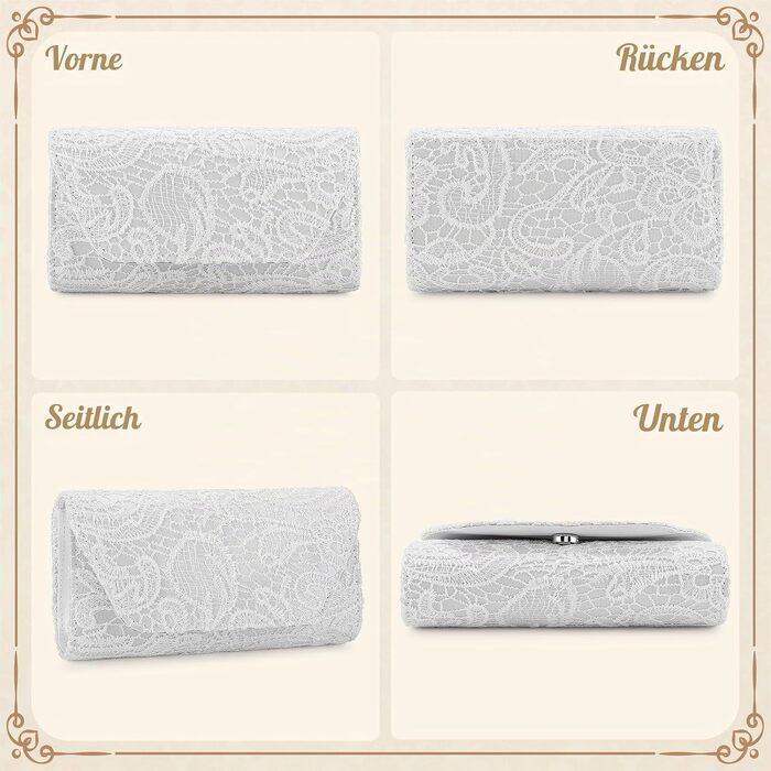 Жіночий вечірній клатч BAIGIO Elegante з мереживом, білий
