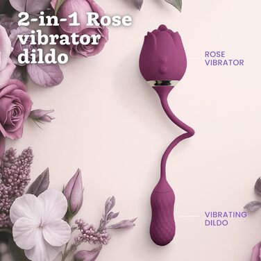 Вібратор-дилда 2-в-1 Rosen від Oliver James - жіноча інтимна іграшка, 10 режимів вібрації, водонепроникний, USB-зарядка (фіалковий, темно-фіолетовий)