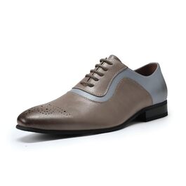 Чоловічі класичні туфлі YFFUSHI Oxford Brogues — офіційне бізнес-взуття, сіро-блакитні, розмір 40 EU