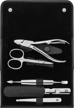 Набір для манікюру та педикюру ZWILLING (5 предметів) зі сталі, чорний, у шкіряному чохлі