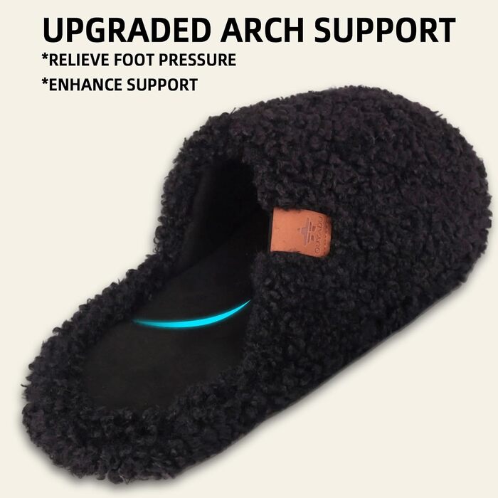 Жіночі м'які капці з ефектом пам'яті (Memory Foam), плюшеві домашні тапочки чорного кольору, розмір 42/43 EU