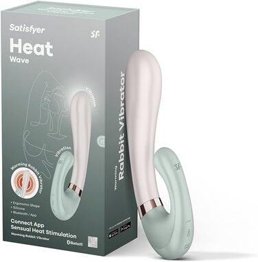 Satisfyer Heat Wave Connect - вібратор для жінок з підключенням Bluetooth | Зігріваючий вібратор з функцією нагріву та керуванням через додаток | Медичний силікон, 20 см | Mint