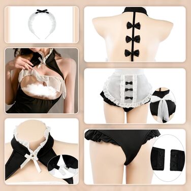 Костюм для косплею YOMORIO: Комплект сексуальної нижньої білизни горничної, японський стиль, святковий, еротичний