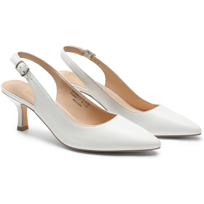 Жіночі туфлі-човники Dream Pairs Slingback на підборах, білі, екошкіра (PU), розмір 39 EU