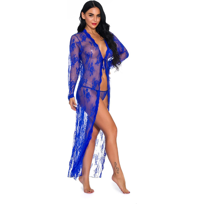 Сексуальна нічна сорочка для жінок, великі розміри (XL), блакитна – GMDNS